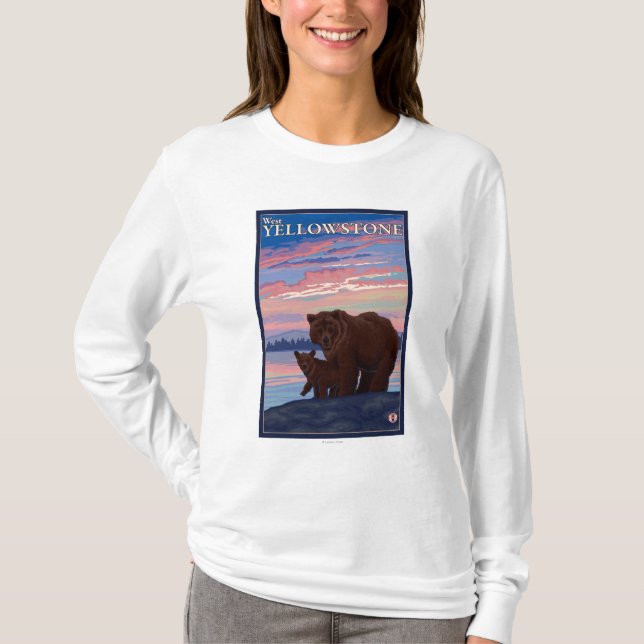 Camiseta Urso e Cub - Yellowstone ocidental, Montana (Frente)