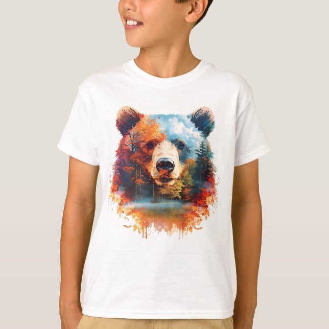 Camiseta Urso em Floresta de outono (Frente)