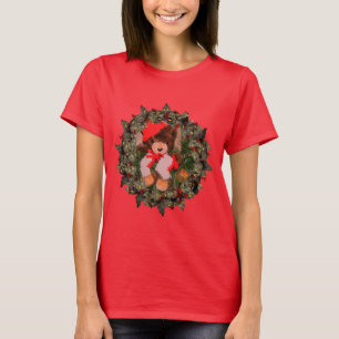 Camiseta Urso Em Holly Wreath Férias De Natal 