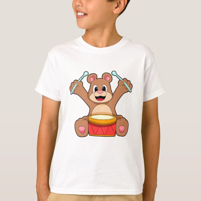 Camiseta Urso em Música com Tambor (Frente)