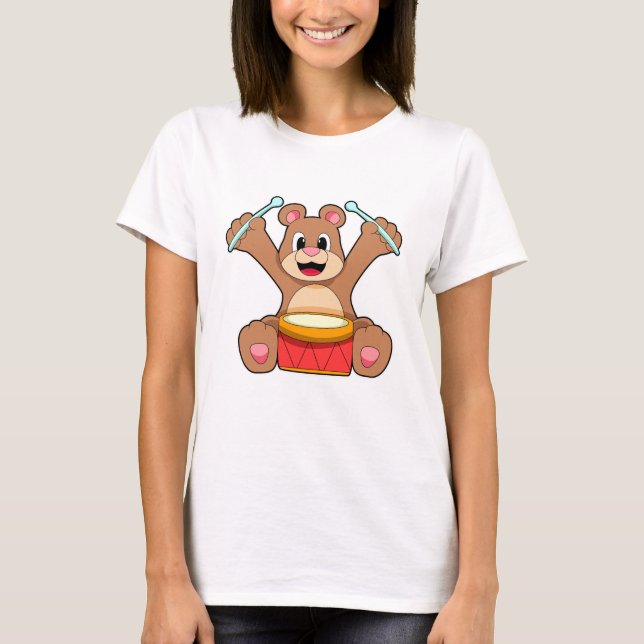 Camiseta Urso em Música com Tambor (Frente)