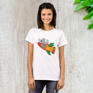 Camiseta Urso Em Uma Mulher De Foguete