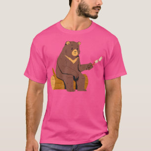 Camiseta Urso Engraçado Acampando Smores ao ar livre