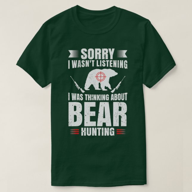 Camiseta Urso Engraçado Caçando Ventilador Fã Caçador Hobby (Frente do Design)