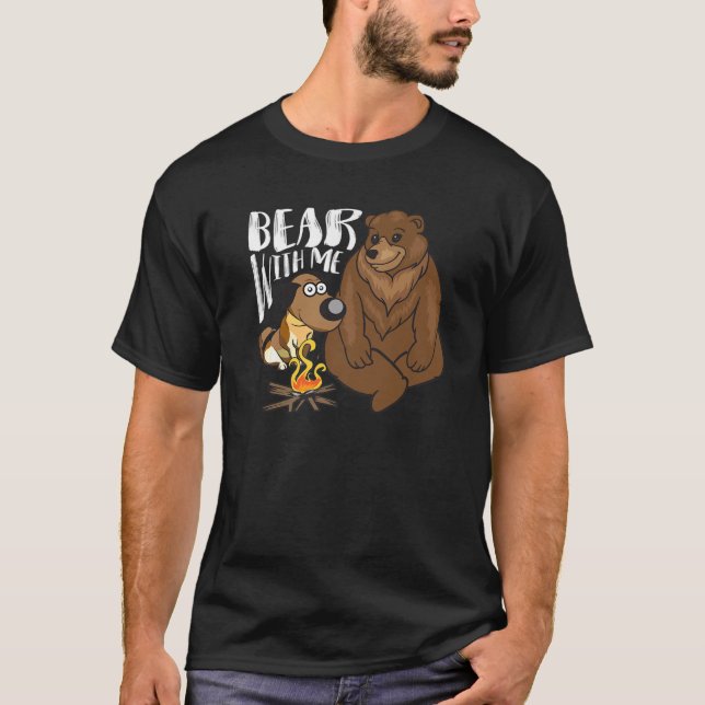 Camiseta Urso Engraçado Comigo Para Campers Ou Entusiasmo E (Frente)