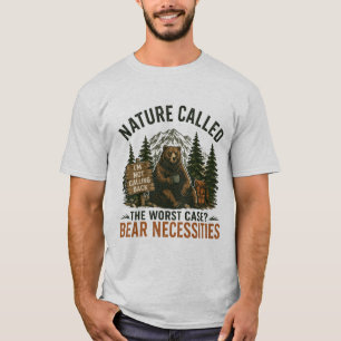 Camiseta Urso Engraçado Placa de Acampamento Natureza Ligou