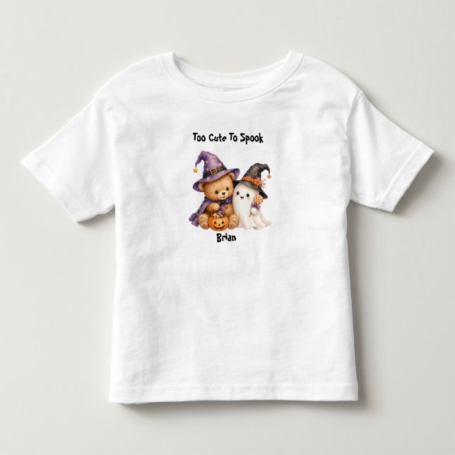 Camiseta Urso Fantasma de Halloween Fofo Personalizado (Frente)