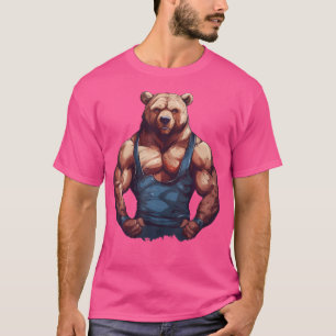 Camiseta Urso Fisiculturista Corpo Musculoso Academia Fitne