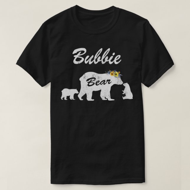 Camiseta Urso Floral De Bubbie Das Mulheres, Mãe De 2 Cubs, (Frente do Design)