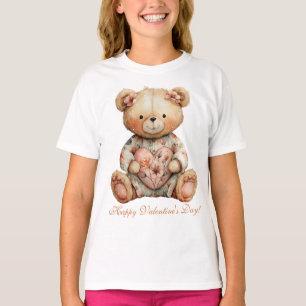 Camiseta Urso Floral Vintage Com Coração Dia dos Namorados
