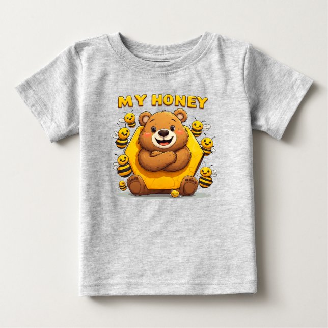 Camiseta Urso Fofo Abraçando Melado Amarelo (Frente)