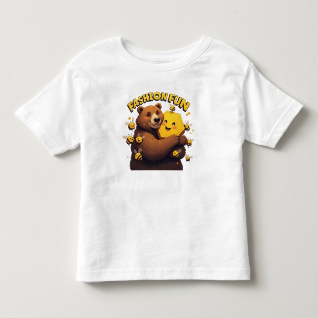 Camiseta Urso Fofo Abraçando Melado Amarelo (Frente)
