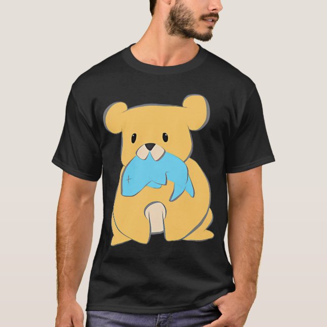 Camiseta Urso fofo com peixe (Frente)