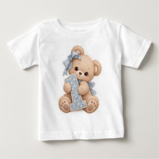 Camiseta Urso Fofo Primeiro Aniversário Número 1