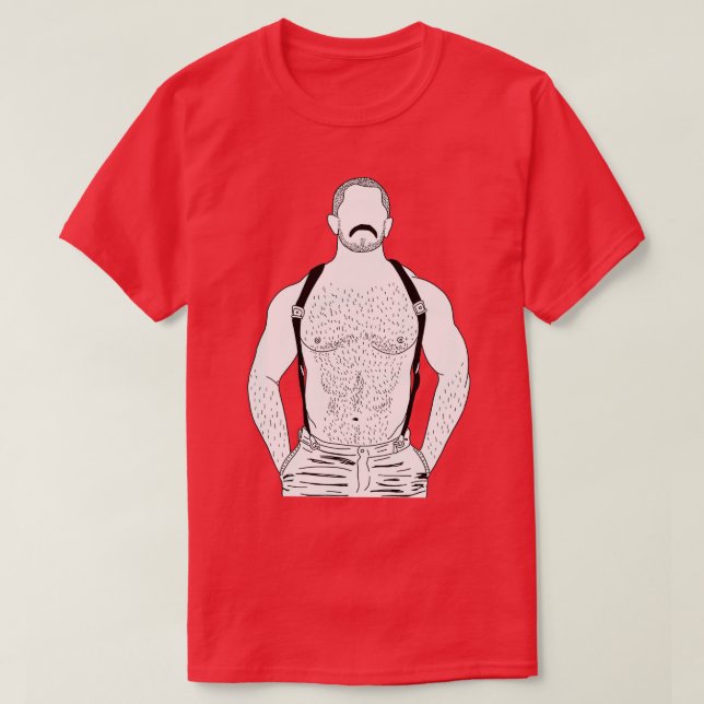 Camiseta urso gay com suspensórios (Frente do Design)