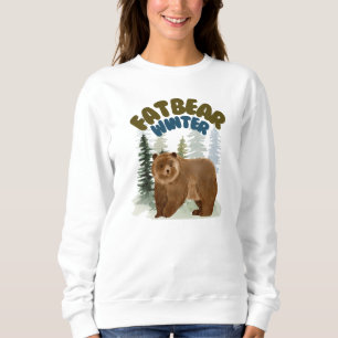 Camiseta Urso Gordo Inverno Floresta de Pinheiros Aquarela