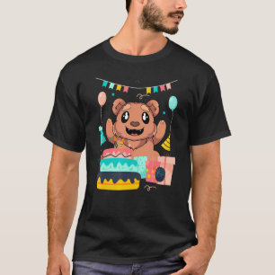 Camiseta Urso Grelha-Grelha De Animais Cortados De aniversá