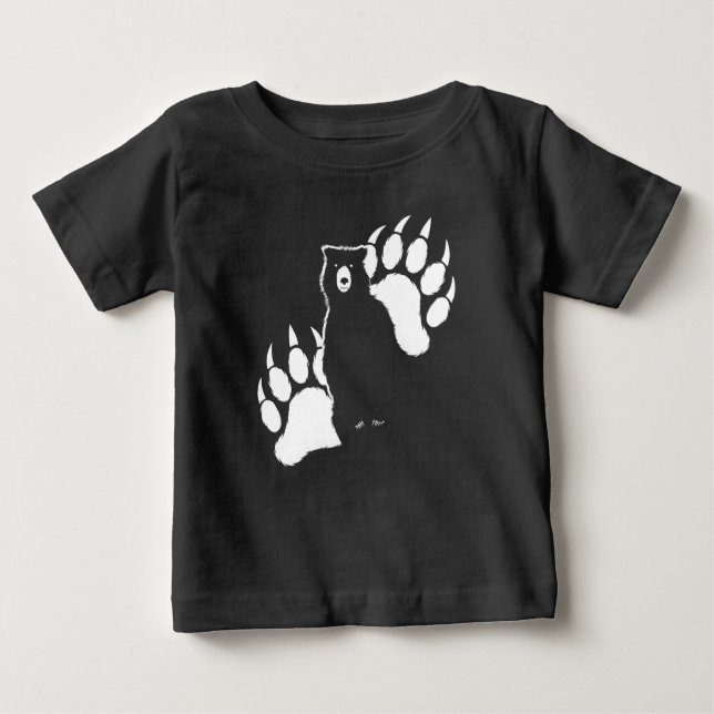 Camiseta Urso-grizzle e pegadas Design Gráfico (Frente)