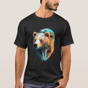 Camiseta Urso Grizzly, Animais do Mundo Predador, Arte Natu