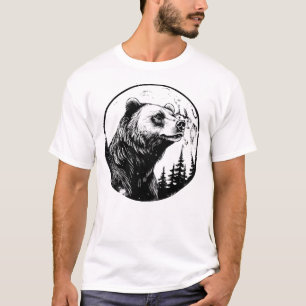 Camiseta Urso Grizzly Em Silhouette Natural