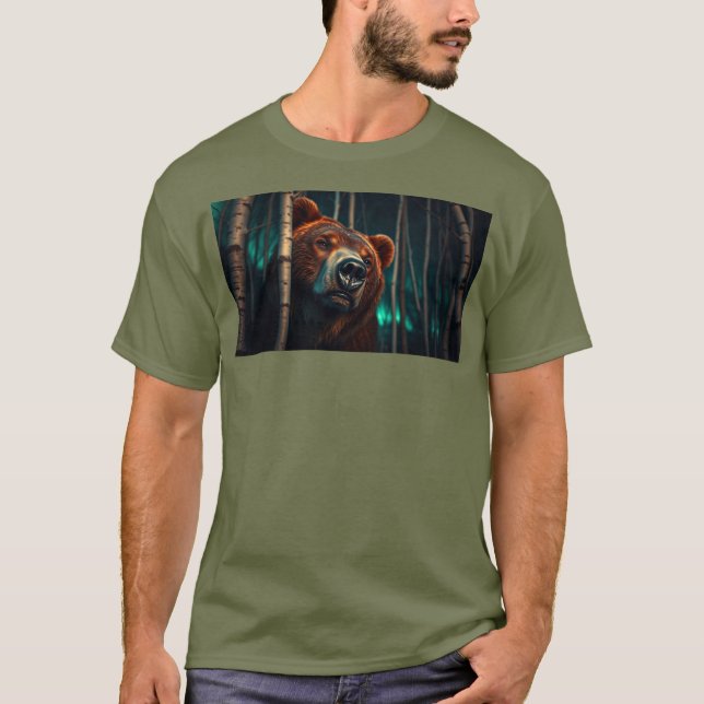 Camiseta Urso Grizzly na Floresta (Frente)