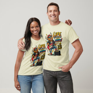 Camiseta Urso Guitarrista Rock Engraçado – A Vida é Melhor
