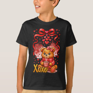 Camiseta Urso Hugvyn do Dia dos Namorados Xoxo Retro Coquet