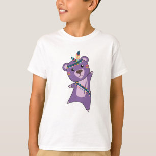 Camiseta Urso-Índio, Púrpura, Fashing Ursinho Feather Cuja 