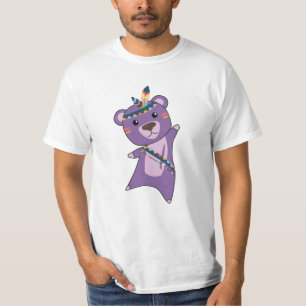 Camiseta Urso-Índio, Púrpura, Fashing Ursinho Feather Cuja 