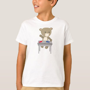 Camiseta Urso Indo Para A Escola, Urso Marrom, Urso Bonito,
