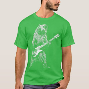 Camiseta Urso Jogando Violão de Baixo para Homens Brincando