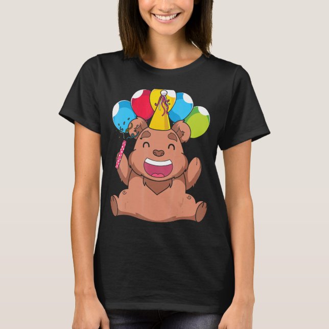 Camiseta Urso-Jufo-Urso-Marrom da Floresta festa de anivers (Frente)