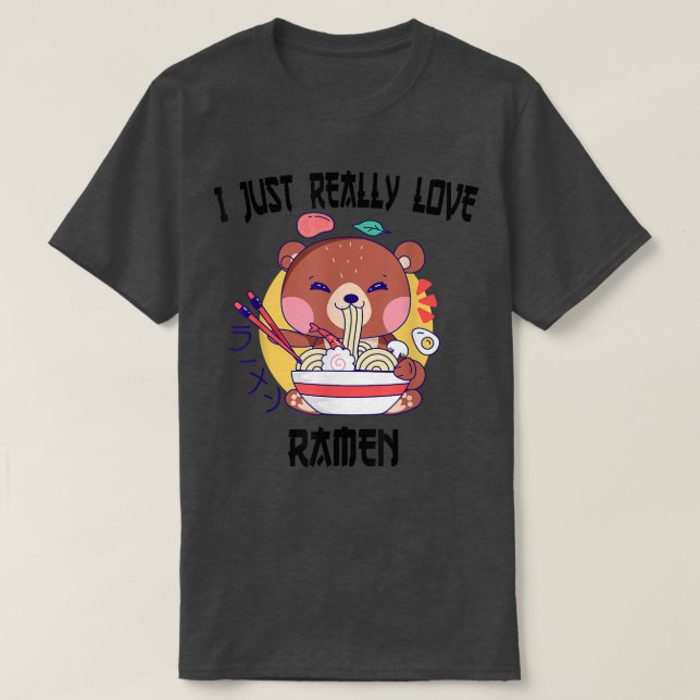 Camiseta Urso Kawaii come Raquim Japonês Bons (Frente do Design)