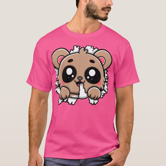 Camiseta Urso Kawaii Mastigando (Frente)