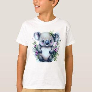 Camiseta Urso Koala Adorável em Campo de Flores