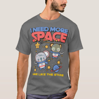 Camiseta Urso Koala Flutuando no Espaço Friso Cósmico Capri
