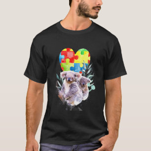 Camiseta Urso Koala Mamãe Conscientização do Autismo Com Qu