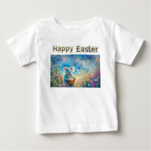 Camiseta Urso Koala segurando uma cesta de ovos de Páscoa