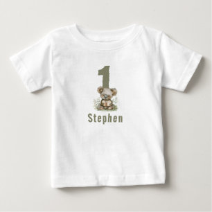 Camiseta Urso Koala Verde Salvia Convidado de Honra do 1º A