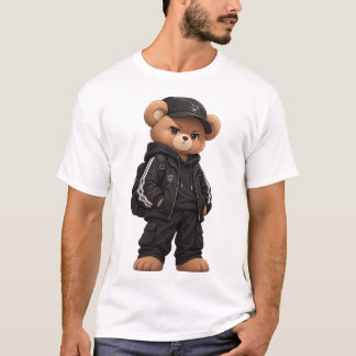 Camiseta Urso Legal em Ilustração de Capuz e Boné Streetwea
