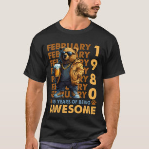 Camiseta Urso Legal Incrível De 45 Anos Desde Fevereiro De