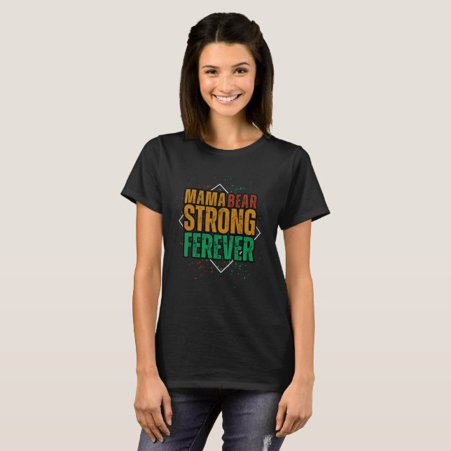 Camiseta Urso-mãe Colorido Retro  (Frente Completa)