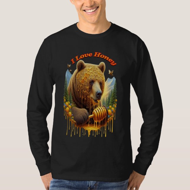 Camiseta Urso majestoso se engajando em mel encantador (Frente)