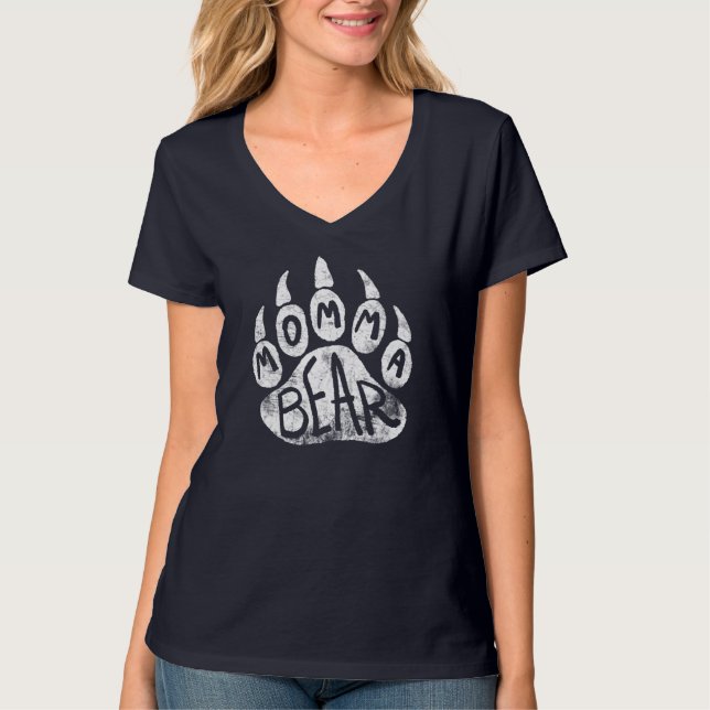 Camiseta Urso Mamãe - Impressão de Paw Urso Mama - Dia de a (Frente)