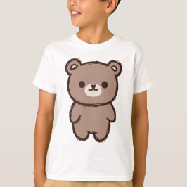 Camiseta Urso Marrom Adorável - Urso de Pelúcia Desenhado à
