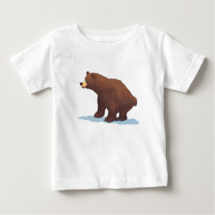Camiseta Urso marrom andando na neve