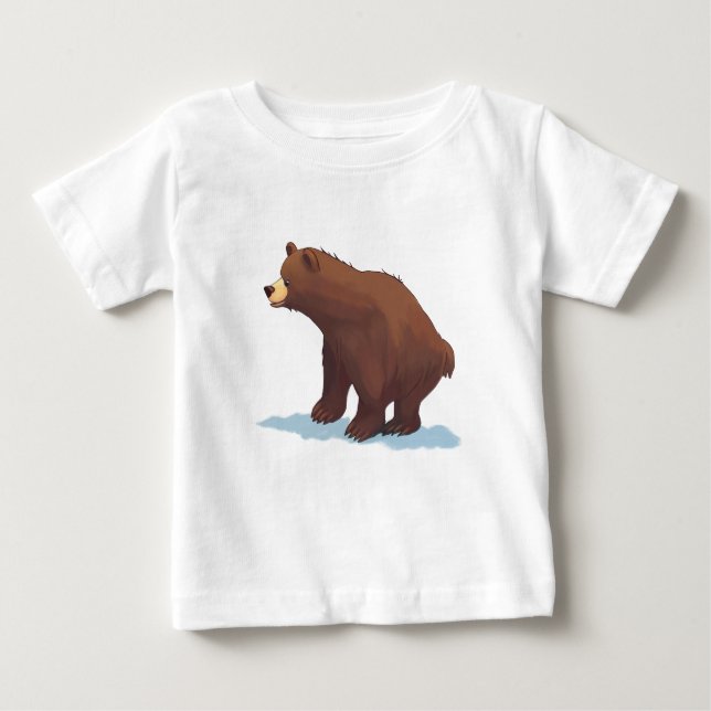 Camiseta Urso marrom andando na neve (Frente)