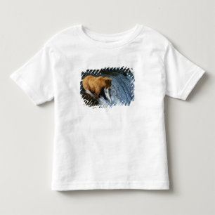 Camiseta Urso Marrom do Alasca captando salmão em Brooks