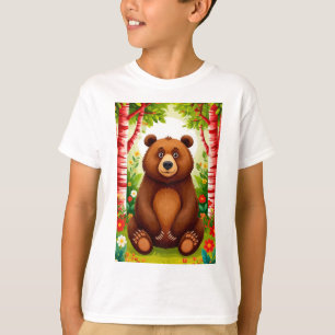 Camiseta Urso Marrom Fofo Cartoon