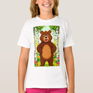 Camiseta Urso Marrom Fofo Cartoon